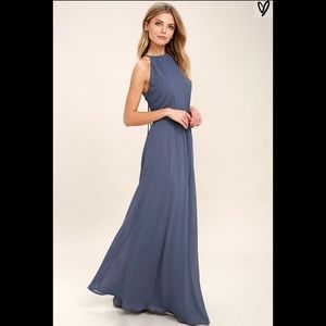 NWT Lulu's Denim Blue Maxi Dress